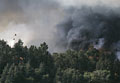 Helicopter above Contra Costa Drive, Broadway Terrace and Lake Temescal; Oakland Firestorm and Conflagration; Oakland California 1991