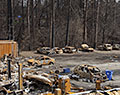 Industrial area. Car repair. Aftermath of Camp Fire. Paradise, California.